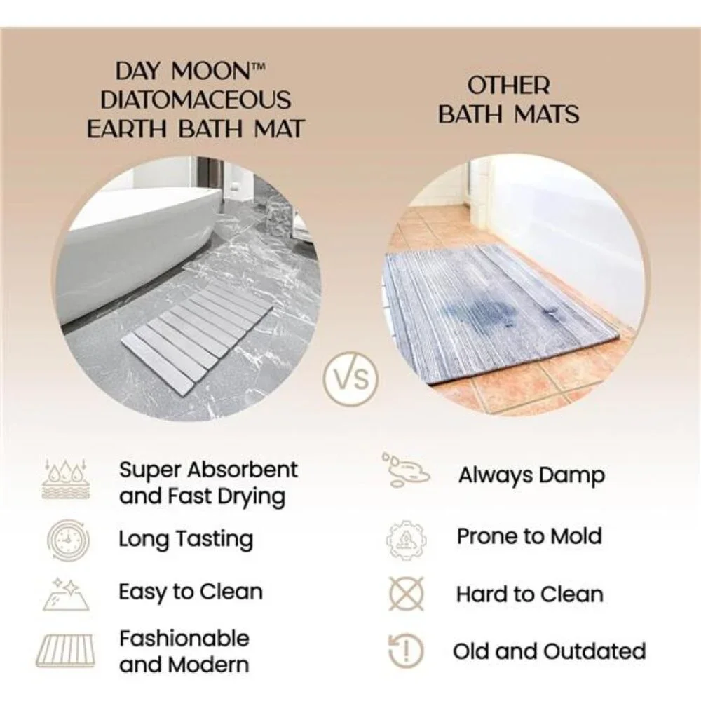 Stone Bath Mat Diatomaceous Earth Quick Dry Non Slip Absorbent Shower Mat